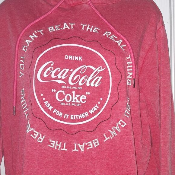 Coca Cola red light weight sweatshirt hoodie  SZ L  ( Juniors 11/13) - Picture 2 of 5